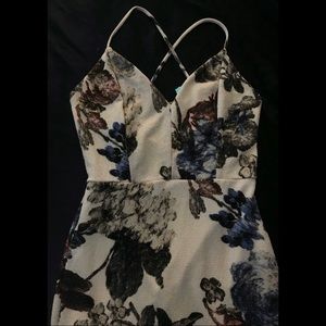 Beige Floral Mini Dress